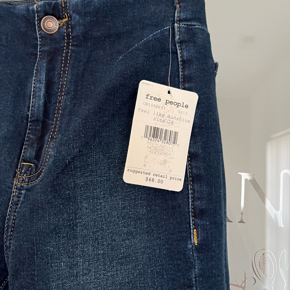 Free People Miles Away Dark Blue Skinny Jeans - Picture 2 of 13